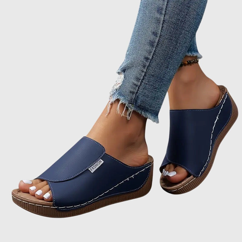 Stitched Wedge Sandals