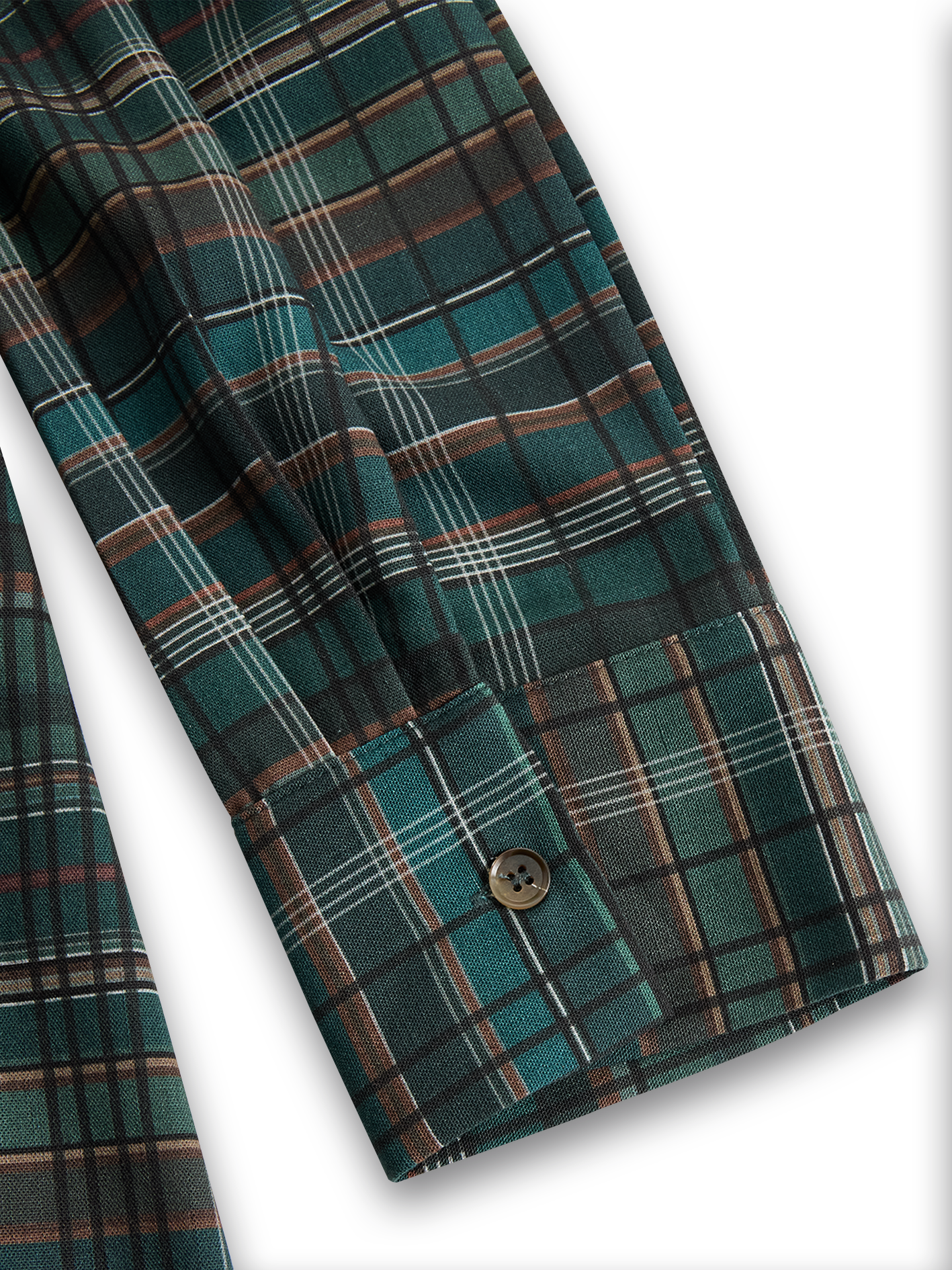 Plaid Collar Button Long Pocket Flared Dress
