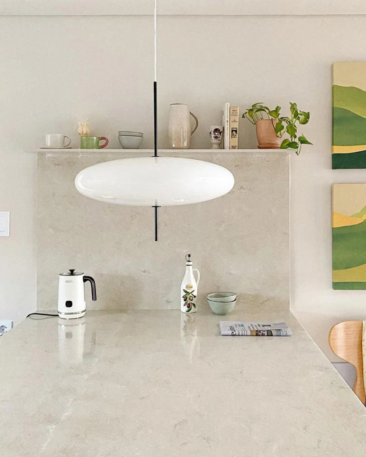 Floating Oblate Disk Pendant Light