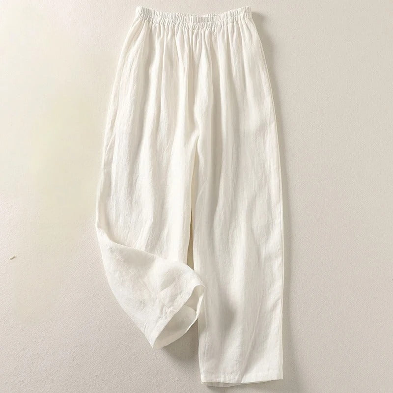 Gathered Loose Wide Solid Full Trouser