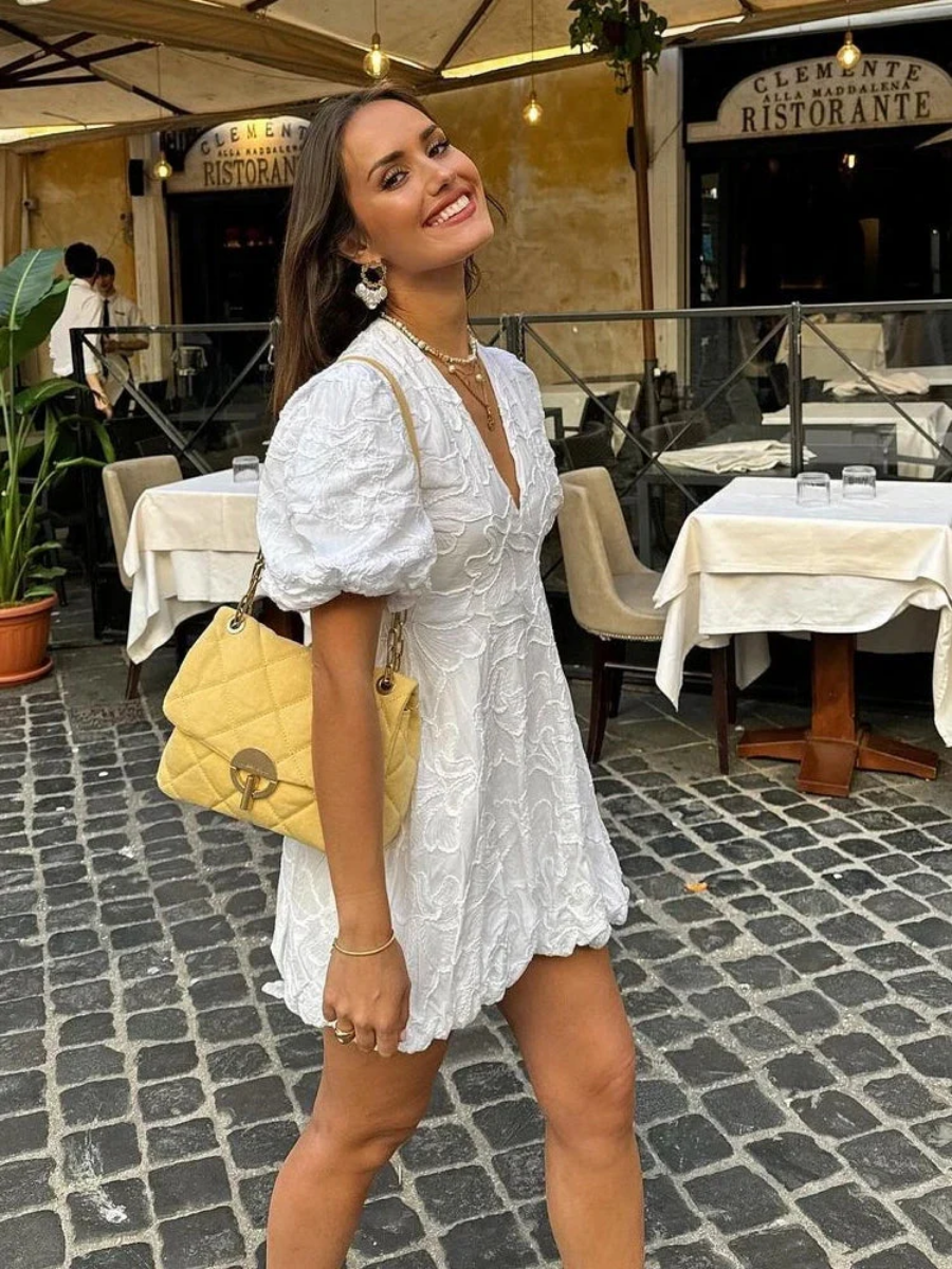Puff Sleeve Mini Dress