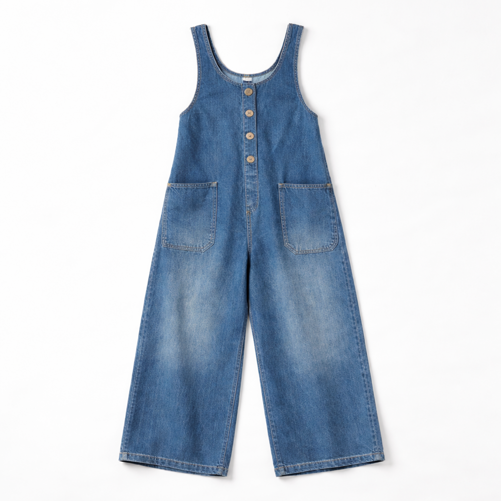 Button Front Wide Leg Jumpsuit