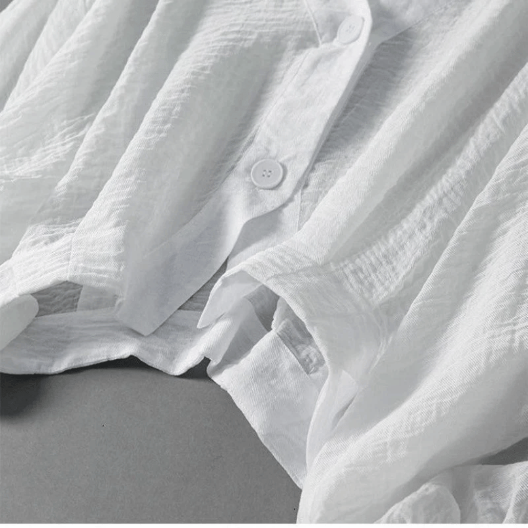 Crinkled Oversized Drop Shoulder Elastic Blouses