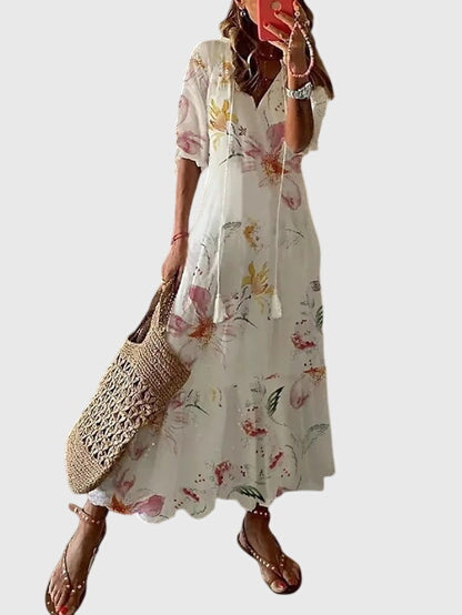 Patterned Short-Sleeve Dress
