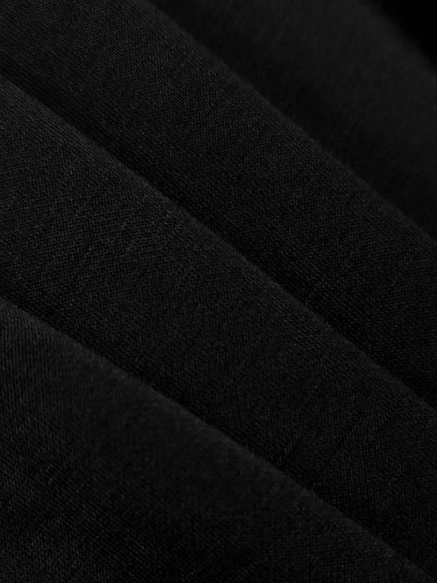 Mock Neck Puff Sleeve Buttoned Slit Dress