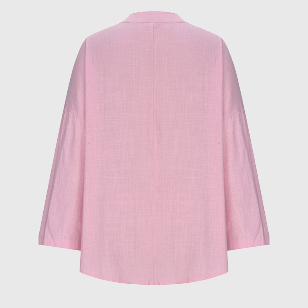 Loose Fit Rolled Sleeve V Neck Shirt