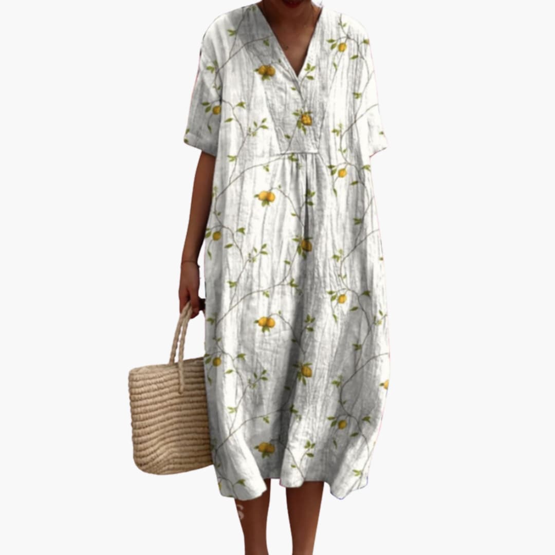 Floral Gathered Loose Oversized Printed Midi Dress