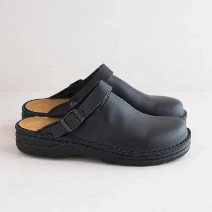 Slip On Contrast Collar Exposed Stitching Flat Sandals