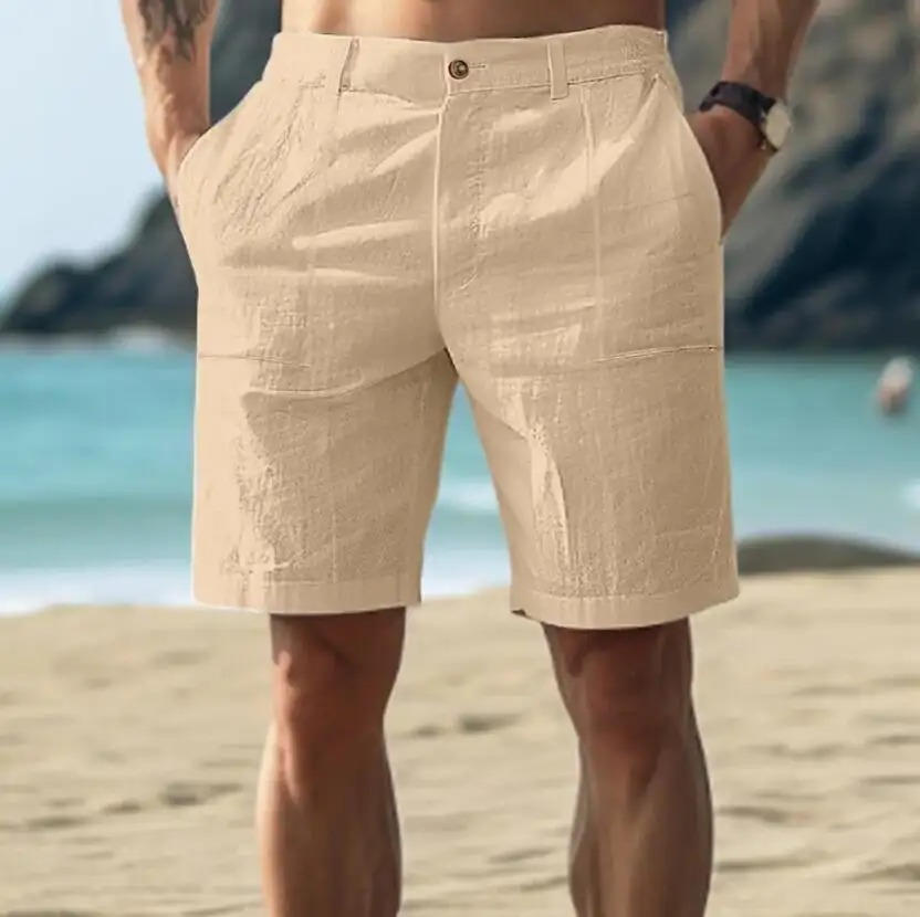 Textured Wide Straight Buttoned Pocketed Shorts