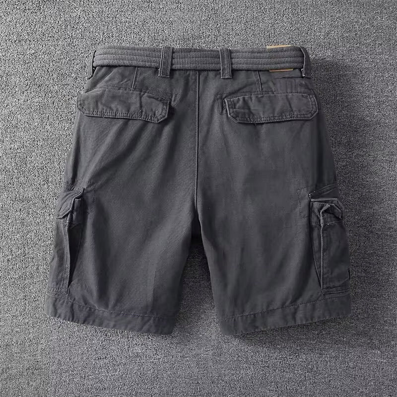 Belted Multi Pocket Straight Leg Cargo Shorts
