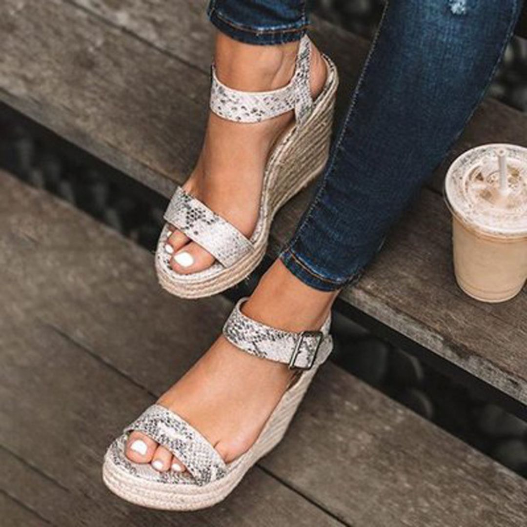 Open Toe Buckle Strap Platform Wedge Sandals