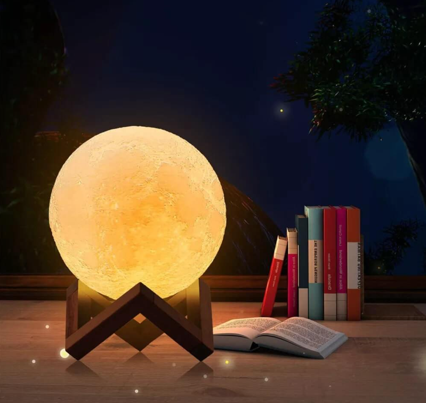 Moon Lamp with Wooden Stand