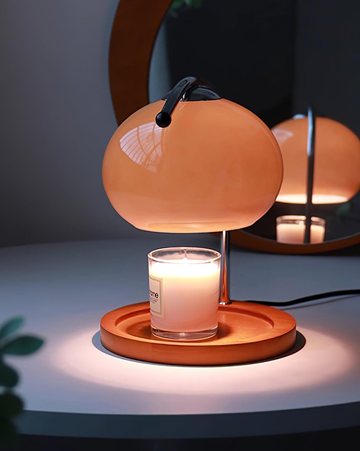 Curved Arm Table Lamp with Dome Shade