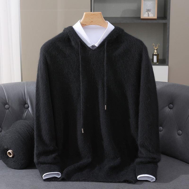Textured Dropped Ribbed Cuffed Relaxed Hoodie