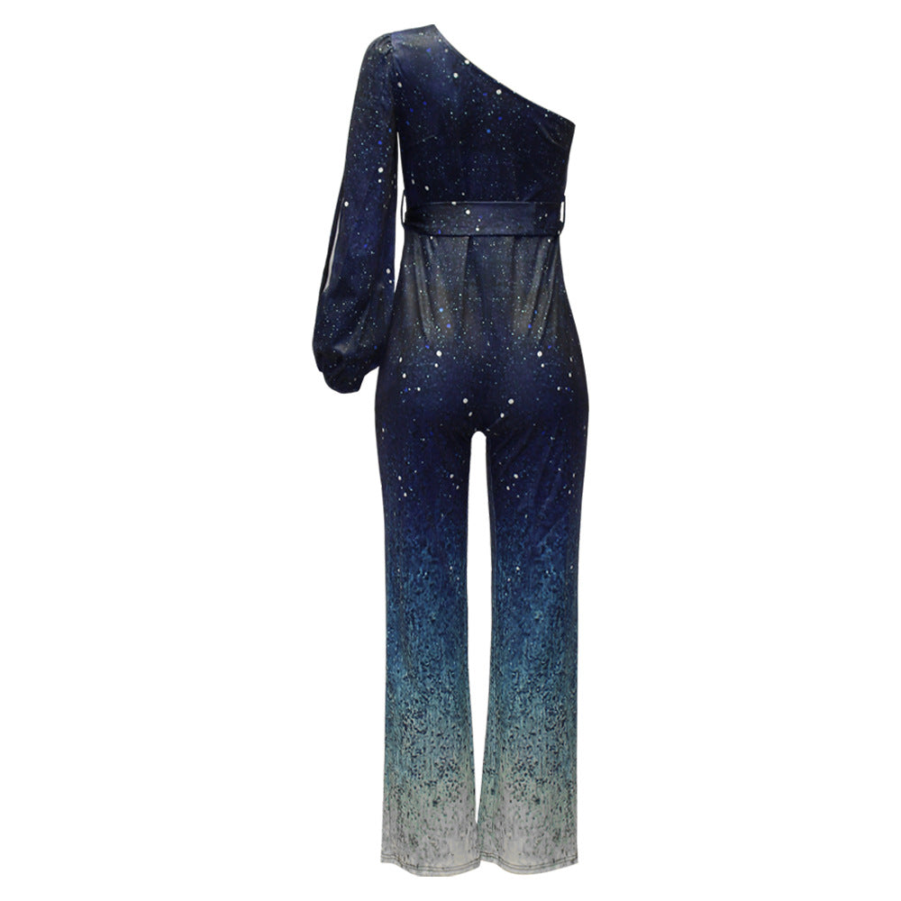 One-Shoulder Sequined Jumpsuit