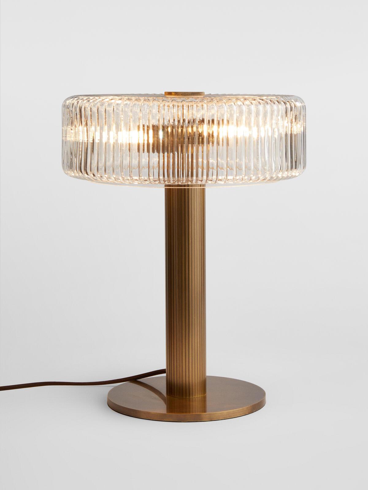 Ribbed Glass Carousel Table Lamp