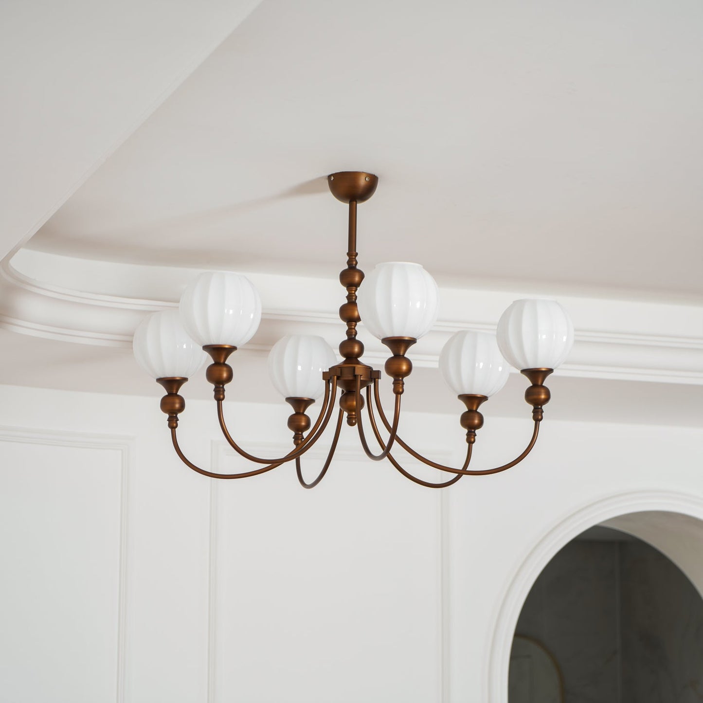 Ribbed Orb Shades Chandelier