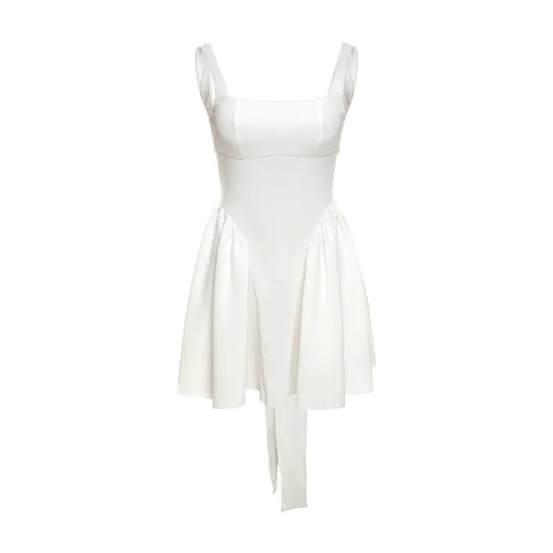 Square Neck Sleeveless Backless Mini Dress