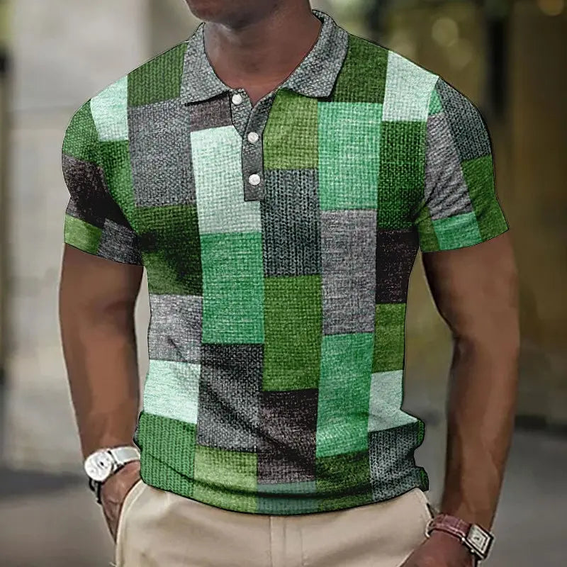 Short Sleeve Geometric Men's Polo