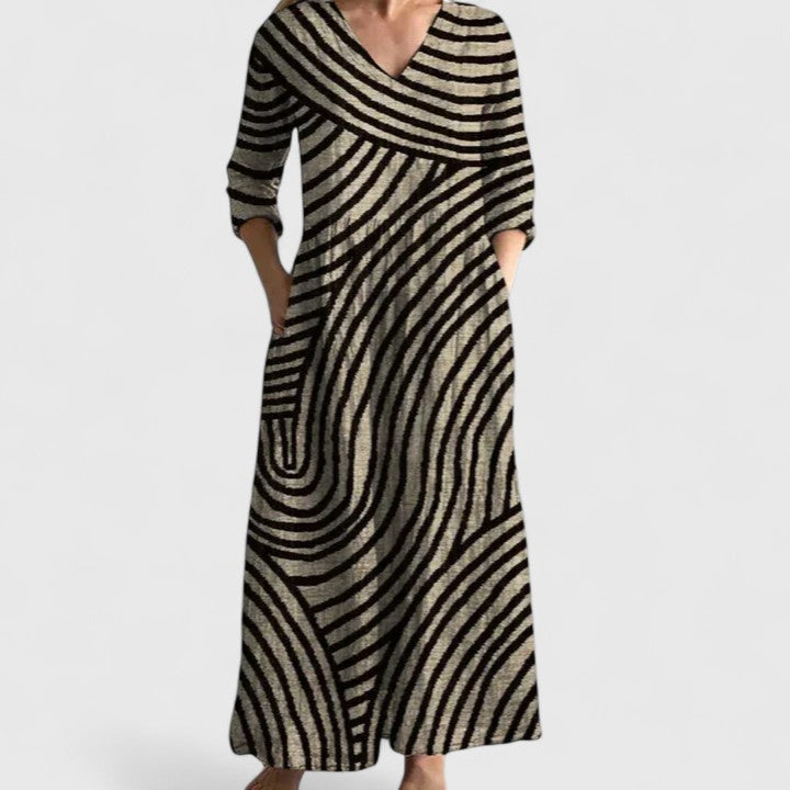 Patterned Pocketed Dress