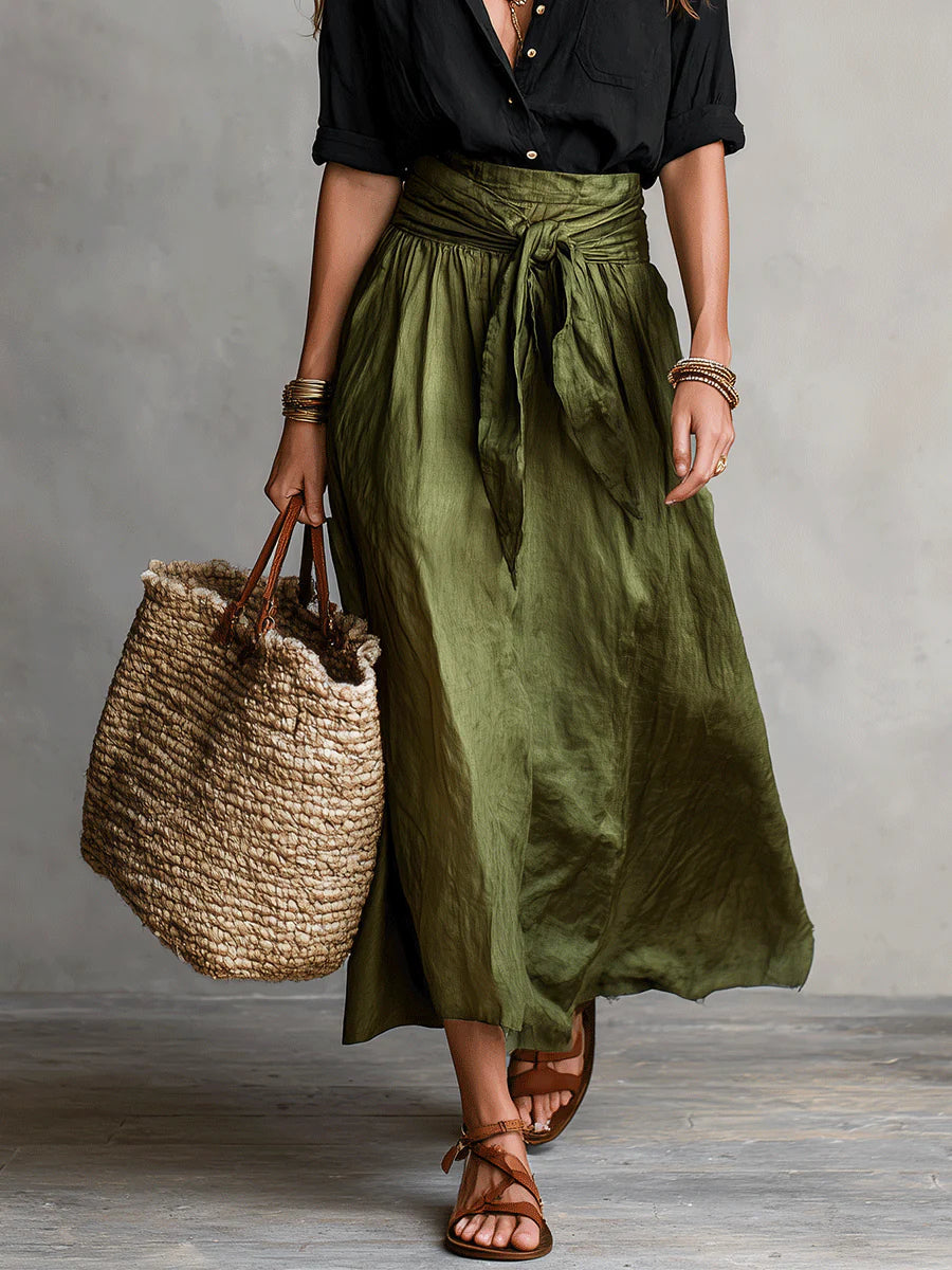Pointed Collar Buttoned Tied Set