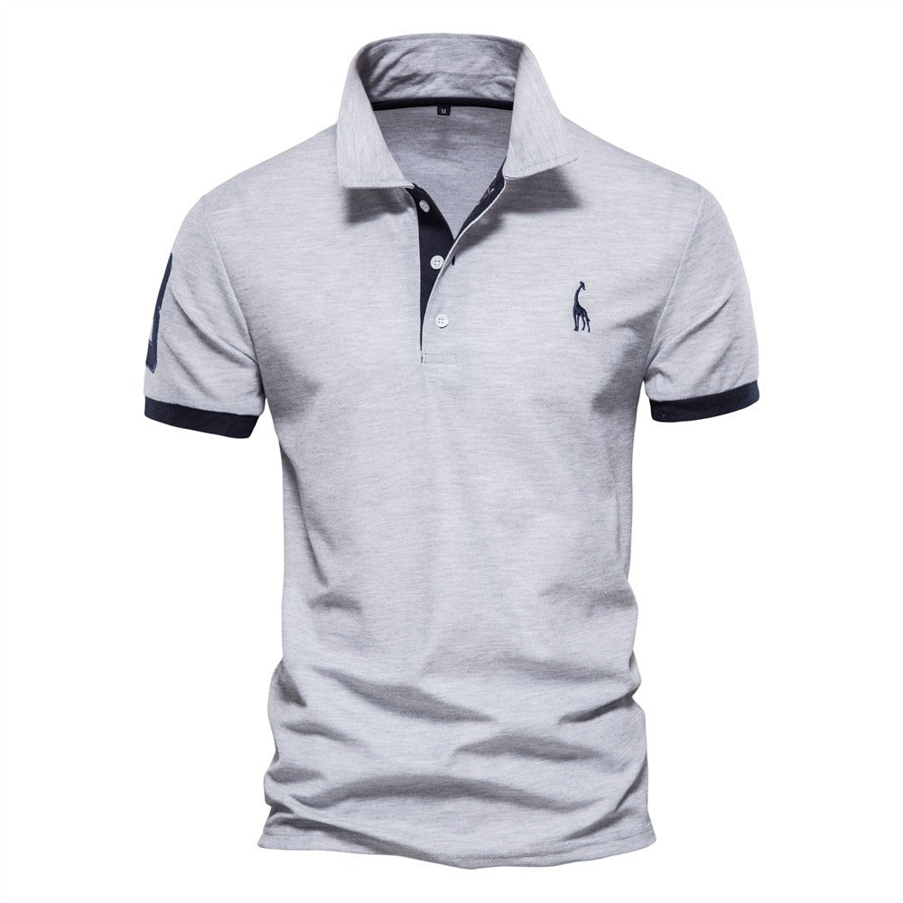 Turn Down Collar Short Sleeve Polo Shirt