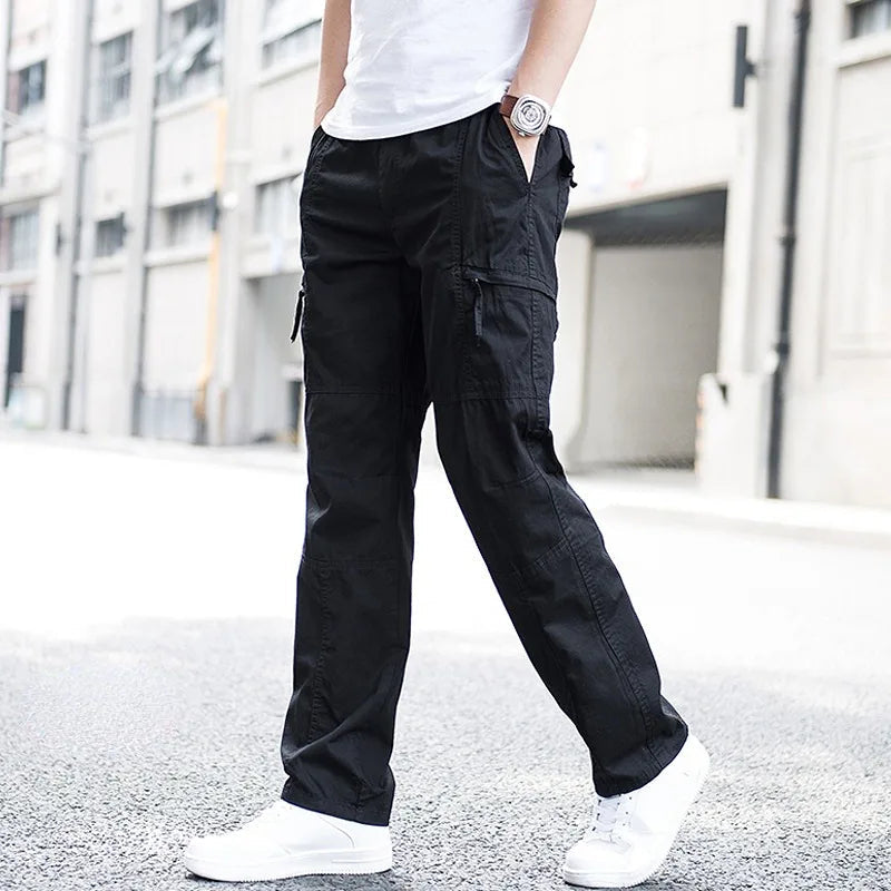 Pleatless Banded Zippered Baggy Uncuffed Long Trouser