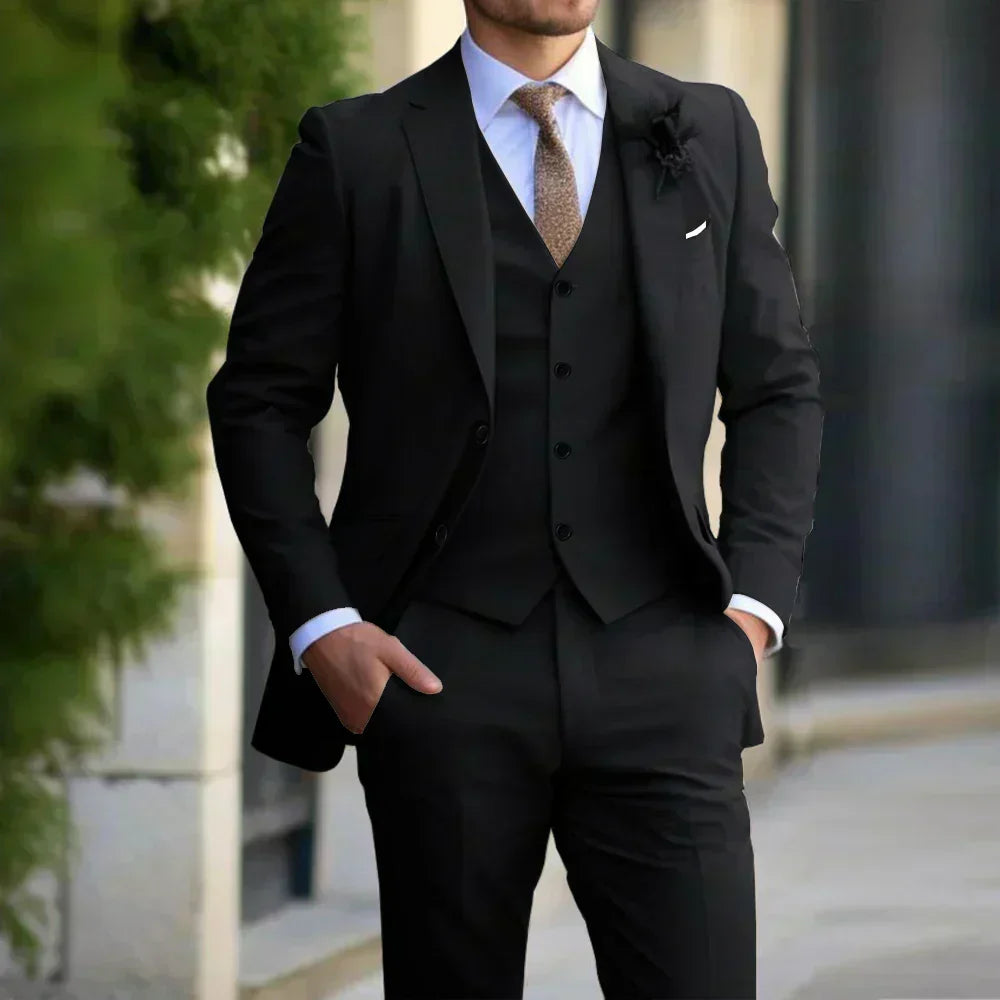 Structured Tapered Buttoned Flapped Vented Suit Set