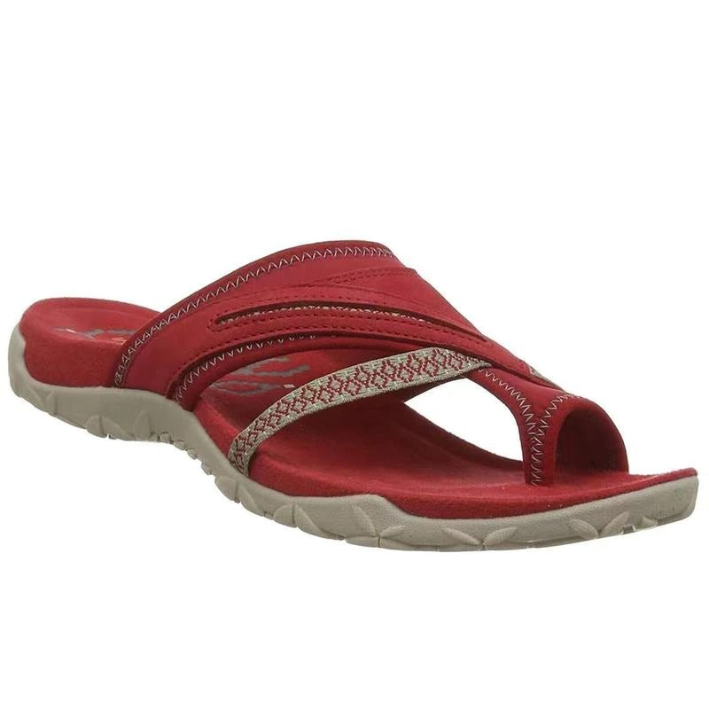 Open Layered Looped Stitched Molded Flat Sandals