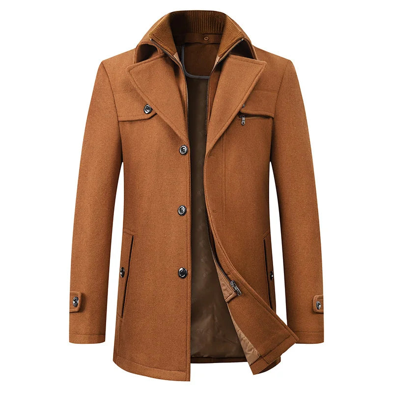 Notch Collar Long Sleeve Winter Jacket For Men