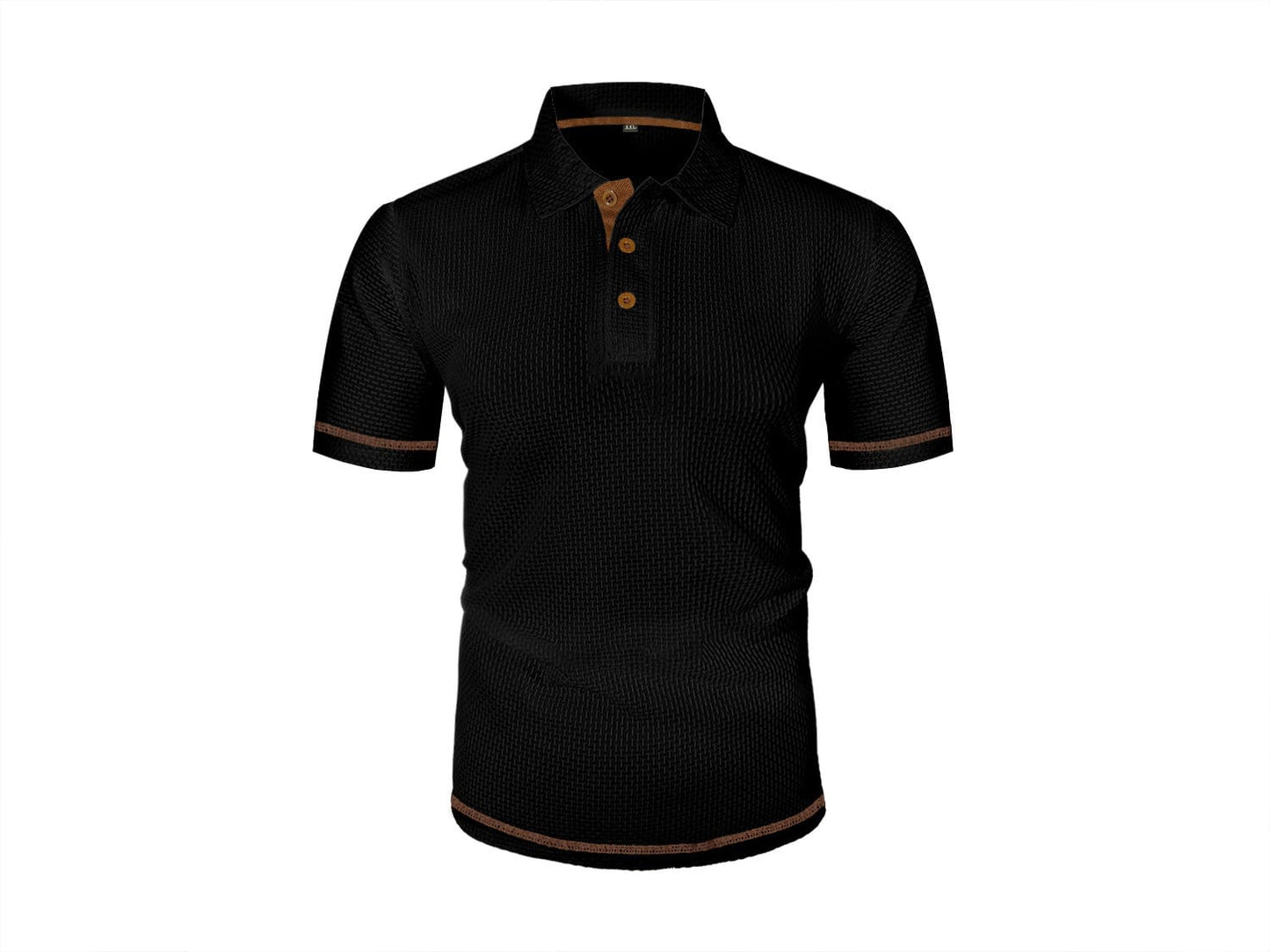 Men's Contrast Placket Short Sleeve Textured Polo Shirt