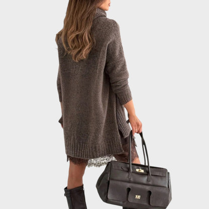 Turtleneck Oversized Sweater Lace Slip Dress