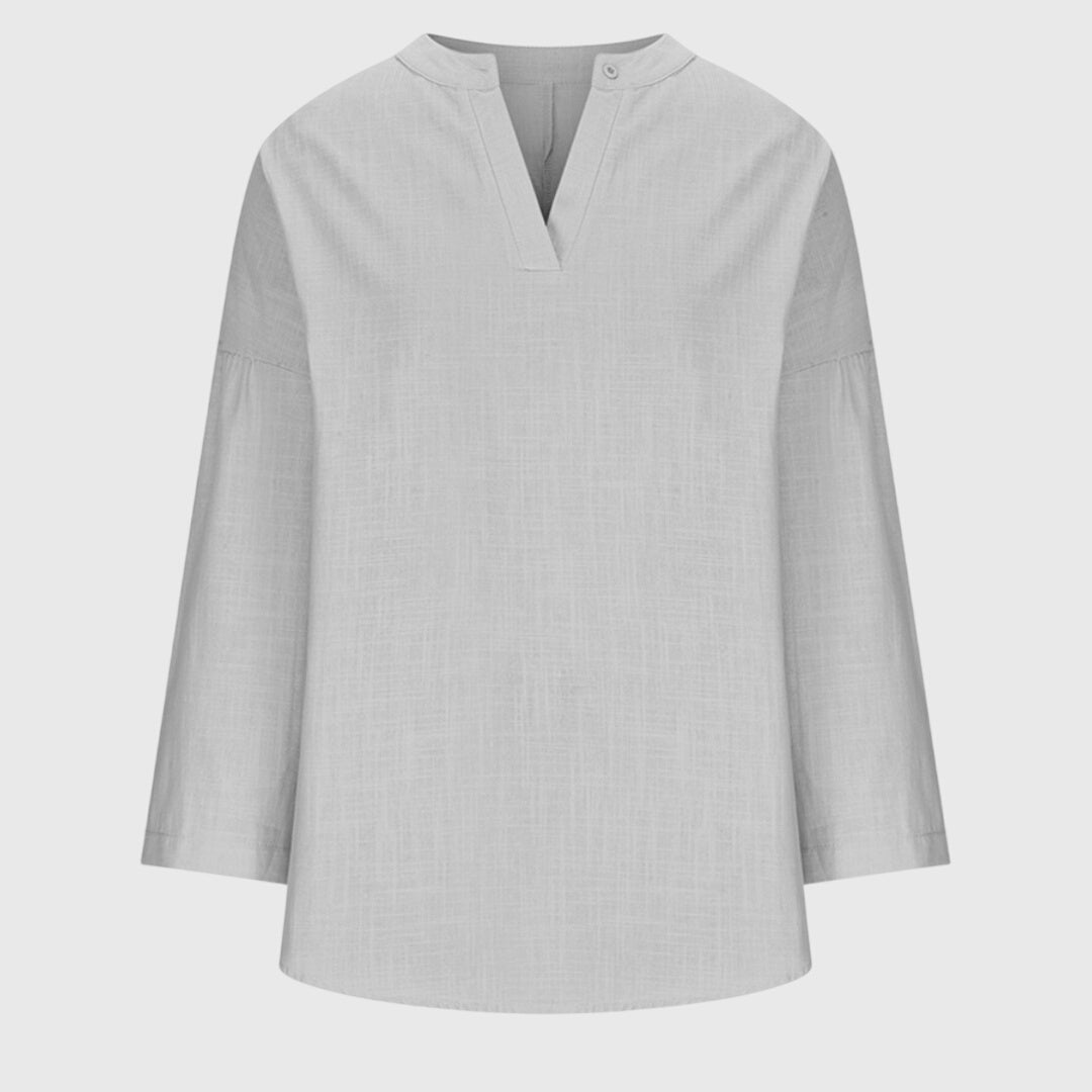 Loose Fit Rolled Sleeve V Neck Shirt