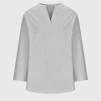 Loose Fit Rolled Sleeve V Neck Shirt
