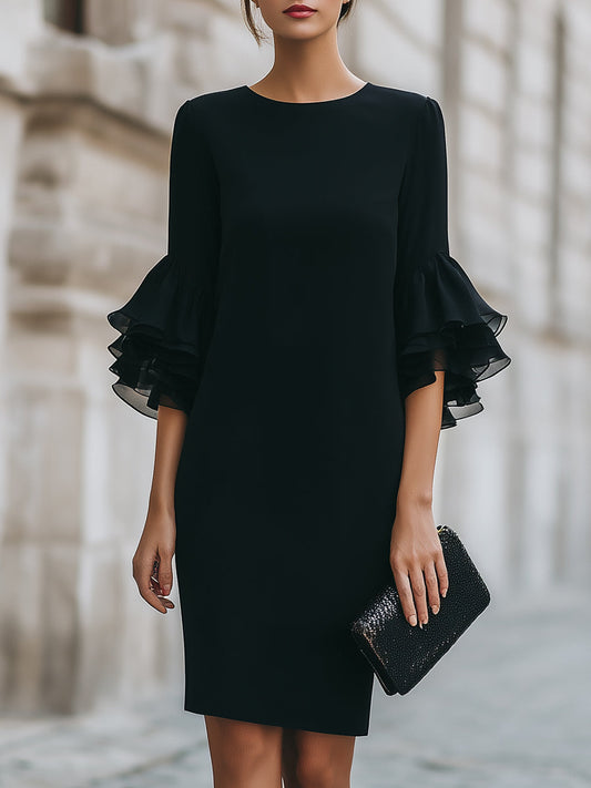 Tiered Bell Sleeve Shift Dress