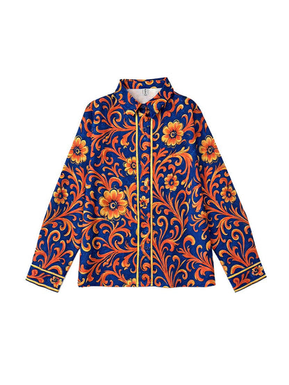 Floral Patterned Button Down Blouse