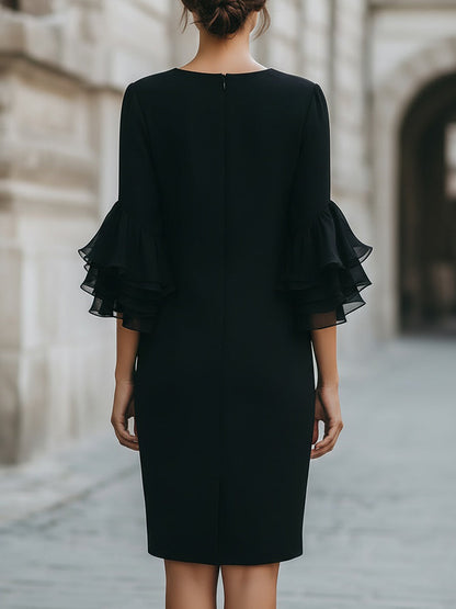 Tiered Bell Sleeve Shift Dress