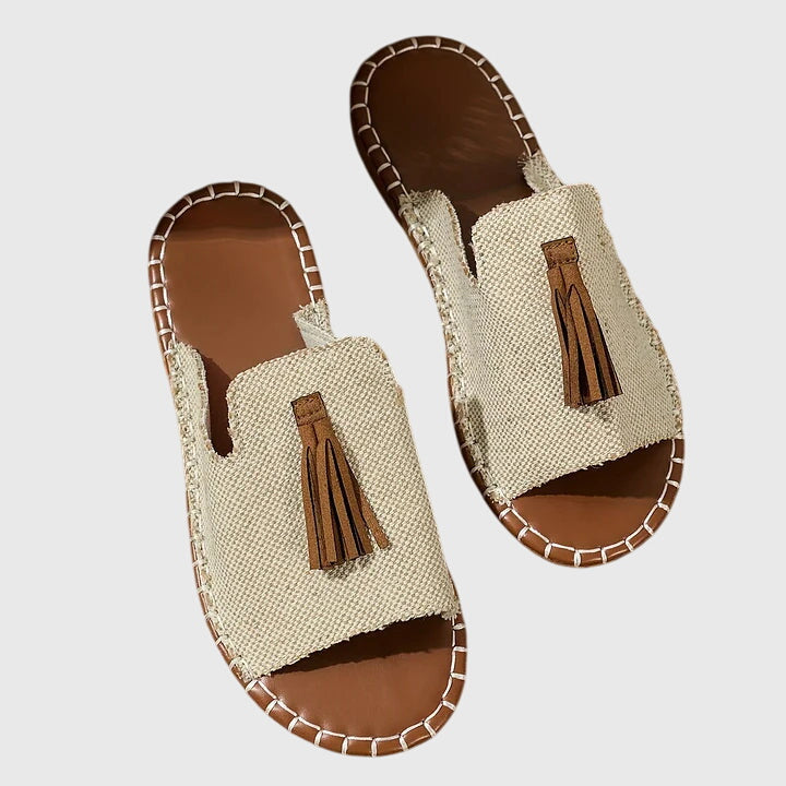 Tassel Open-Toe Flat Sandals