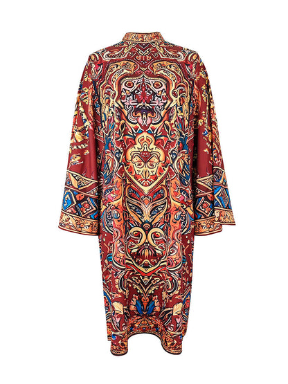 Long Sleeve Loose Mock Neck Midi Dress