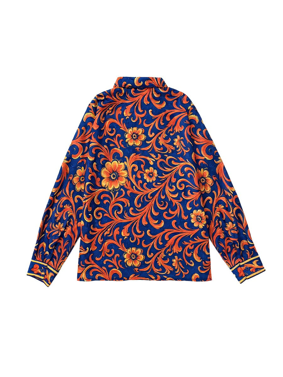 Floral Patterned Button Down Blouse
