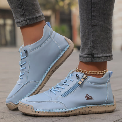 Zip-Up Lace-Up High-Top Orthopedic Sneakers