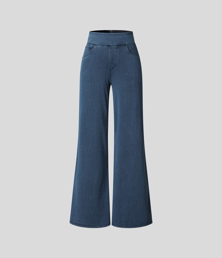 Women's High-Waisted Wide Leg Stretch Trousers