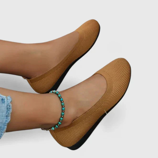Rounded Toe Slip On Mesh Flat Shoes