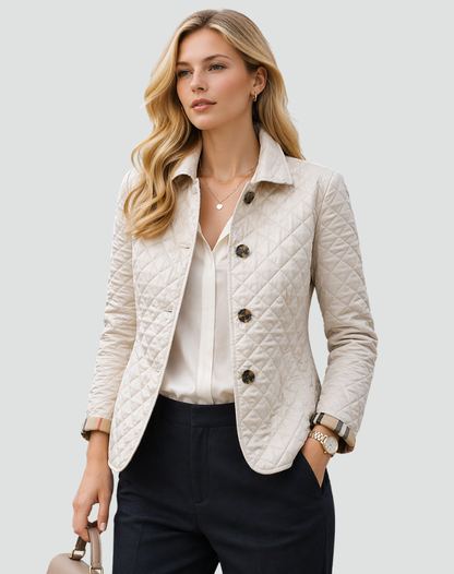 Collared Quilted Regular Fit Jacket For Women