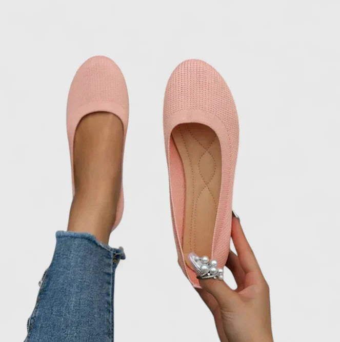 Rounded Toe Slip On Mesh Flat Shoes