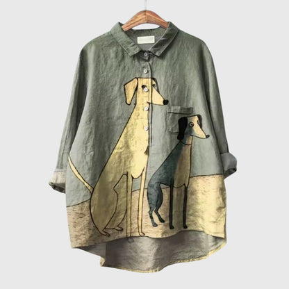 Collared Graphic Women's Blouse