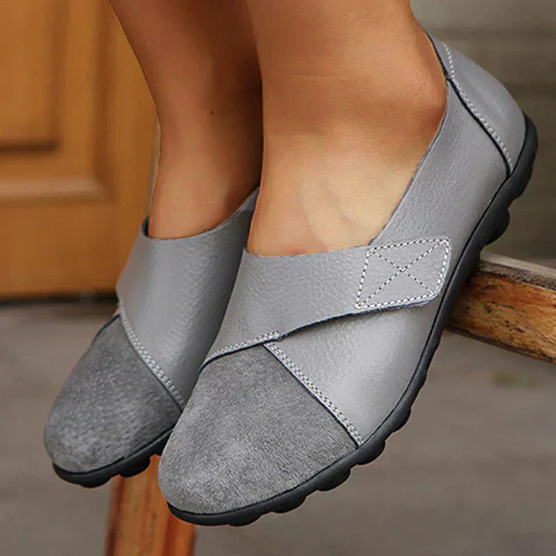 Stitched Paneled Round Toe Flat Slip Shoes