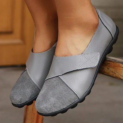 Stitched Paneled Round Toe Flat Slip Shoes