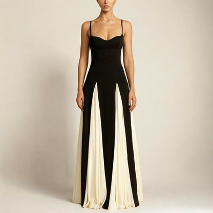 Spaghetti Strap Sleeveless Paneled Godet Dress