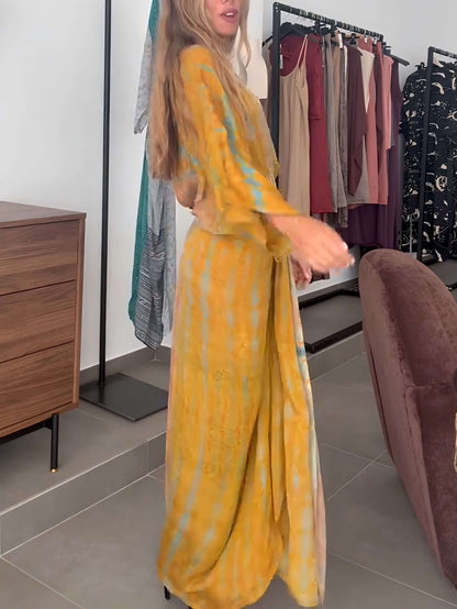 Plunging V Neck Ruched Maxi Dress